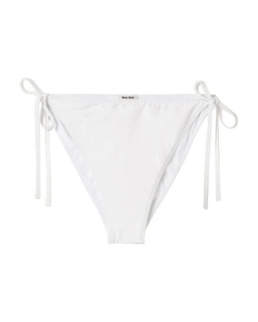 Miu Miu White Jersey Bikini Bottoms