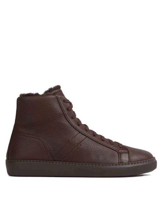 Henderson Brown Boris Leather High-Top Sneakers for men