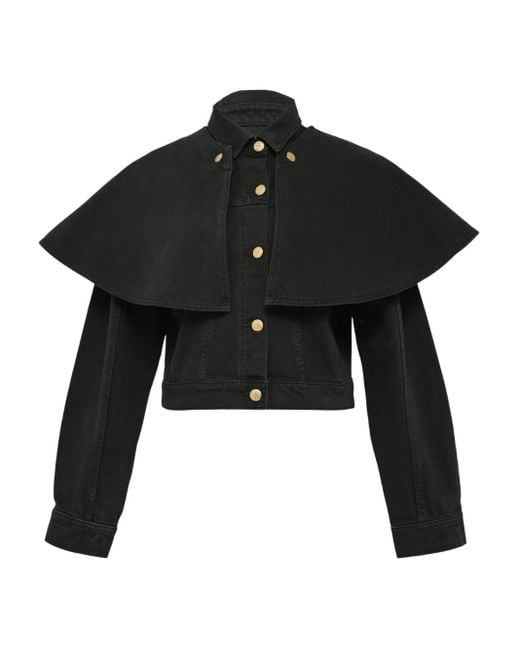 Ulla Johnson Black The Agata Cape Denim Jacket