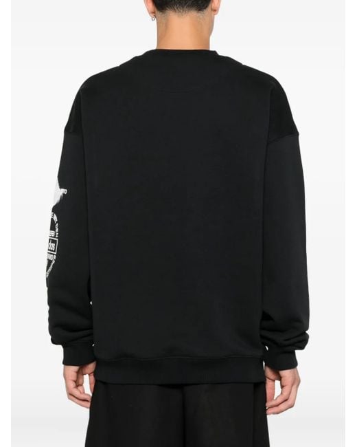 Y-3 Black Cloud-Print Sweatshirt With Crew Neck