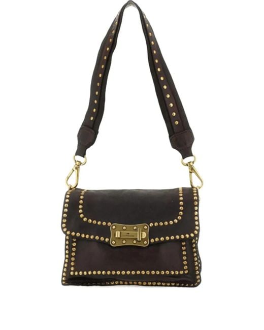 Campomaggi Black Agnese Studded Shoulder Bag