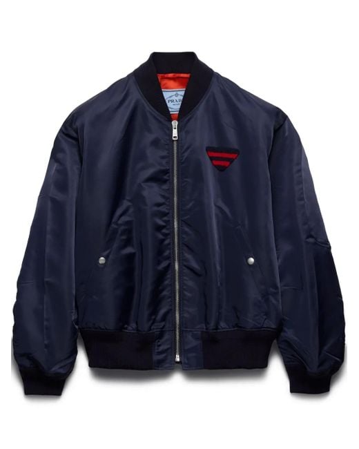 Prada Bomberjack Met Logopatch in het Blue