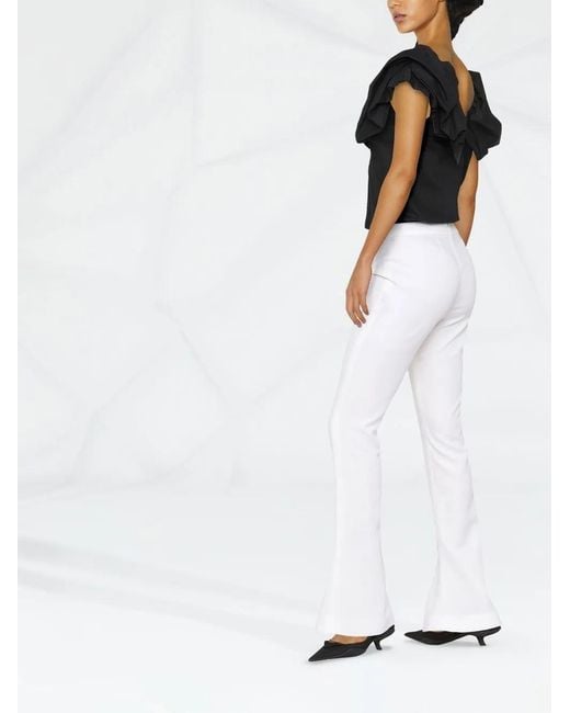 Balmain White Flared Tailored Trousers