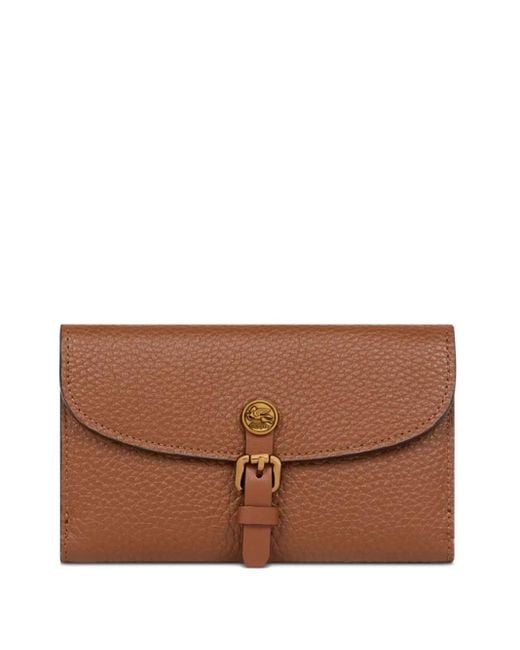 Etro Brown Logo-Detail Leather Wallet