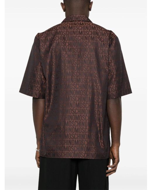 Camisa con logo en jacquard Moschino de hombre de color Brown