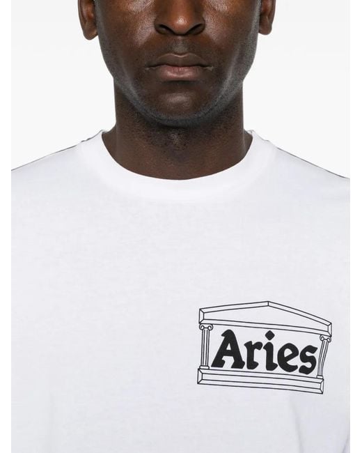 Aries White Temple Logo-Print T-Shirt for men