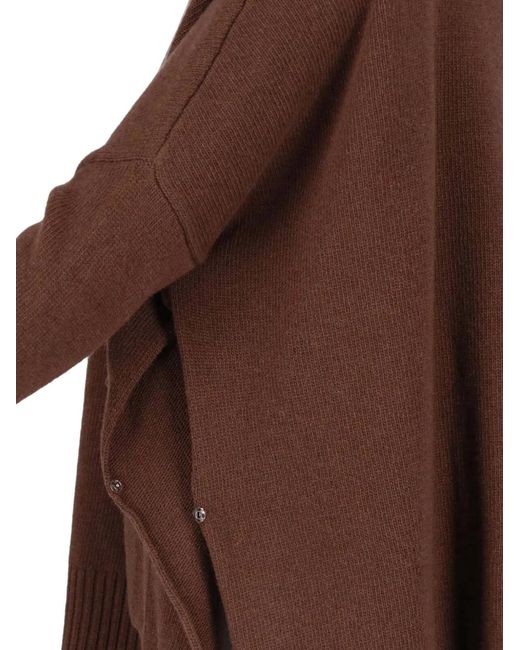 Ma'ry'ya Brown Patch-Pocket Side-Slit Sweater