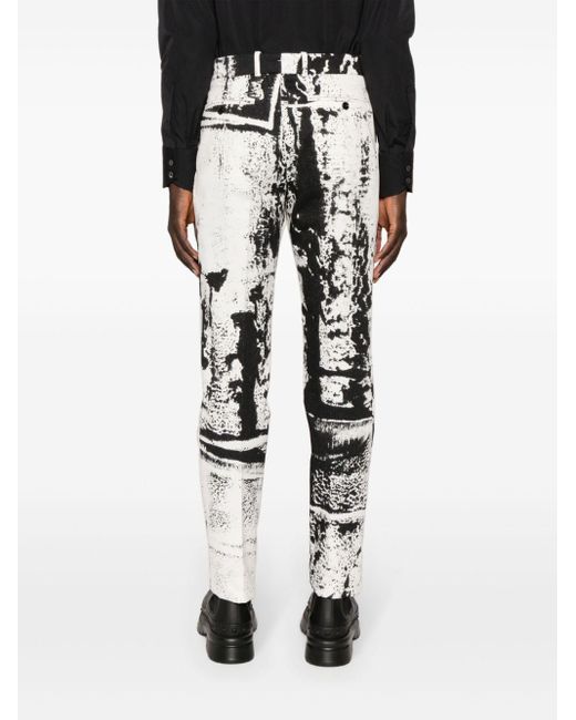 Alexander McQueen White Graphic-print Straight-leg Trousers for men