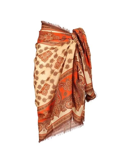 Zimmermann Orange Paisley-Print Frayed-Edge Pareo
