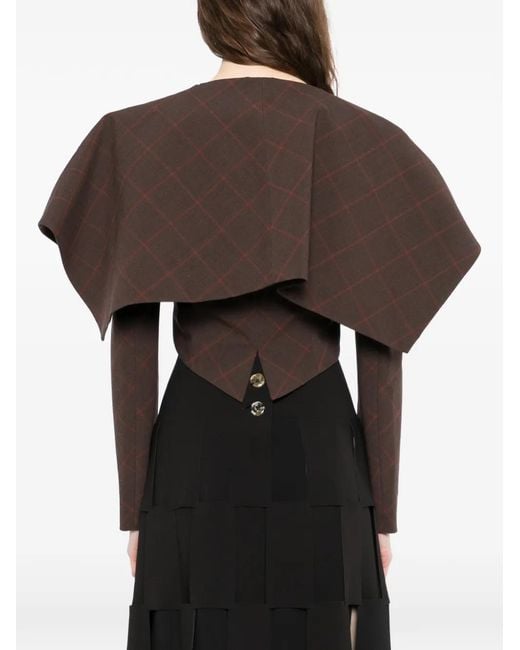 A.W.A.K.E. MODE Brown Collar Crop Jacket
