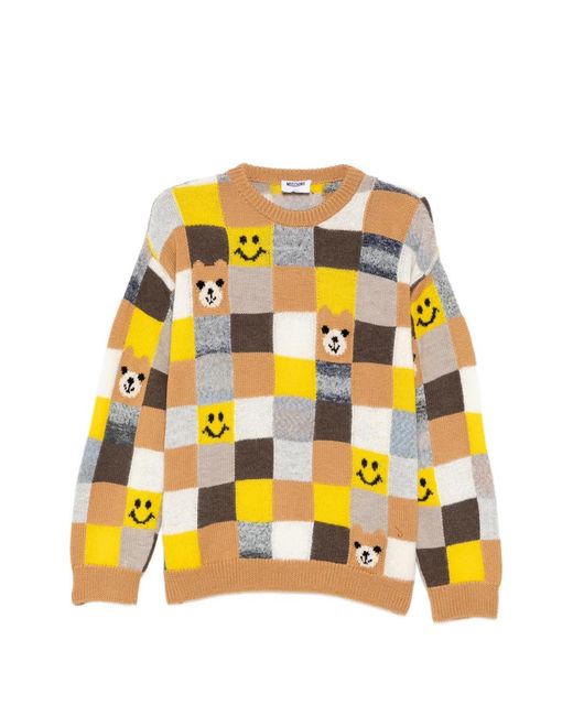Moschino Yellow Checked Sweater for men