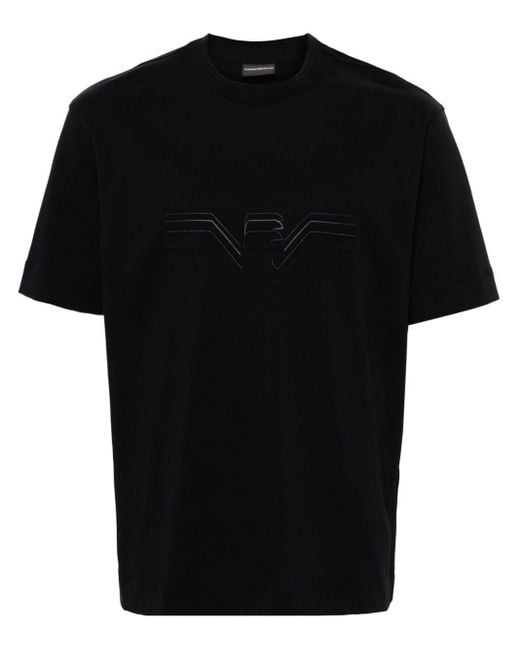 T-shirt con logo goffrato di Emporio Armani in Black da Uomo
