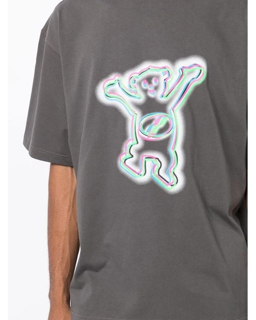 we11done Gray Graphic-Print Cotton T-Shirt for men