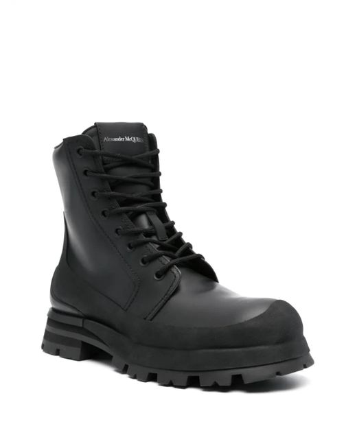 McQueen Black Flat Shoes for men