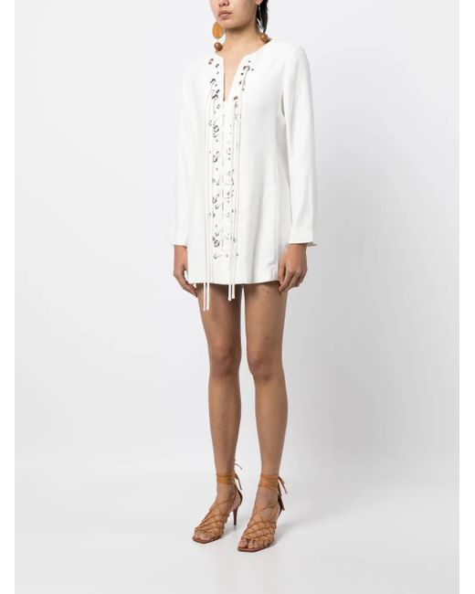 Alexis White Eyelet-Detail Lace-Up Tunic