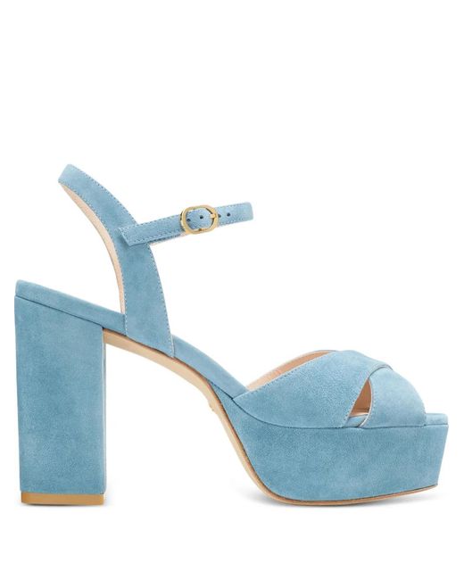 Stuart Weitzman Blue Ivona Crossover Platform Sandals