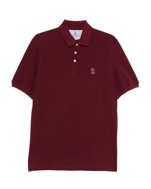 Brunello Cucinelli Red Logoed Polo Shirt for men