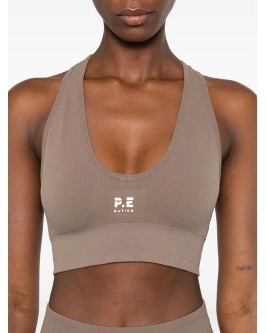 Reggiseno Sportivo Con Scollo A V di P.E Nation in Natural