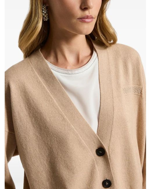 Peserico Natural Button Embellished Cardigan