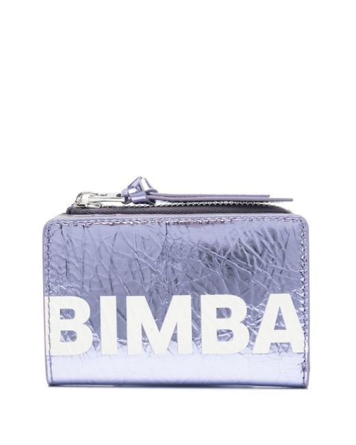 Bimba Y Lola Blue Logo-print Bi-fold Leather Wallet
