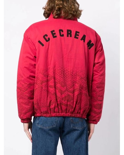 ICECREAM Red Snakeskin-Print Padded Jacket for men
