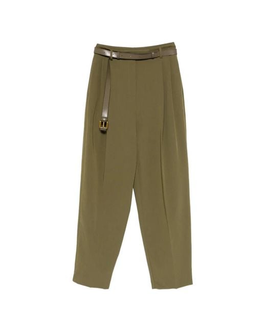 Imperial Green Belted Pleated Trousers