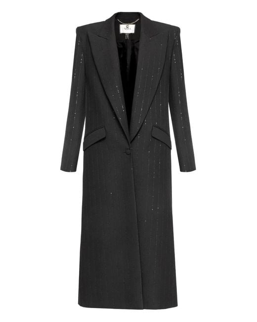 Nissa Black Sequin-Embellished Coat
