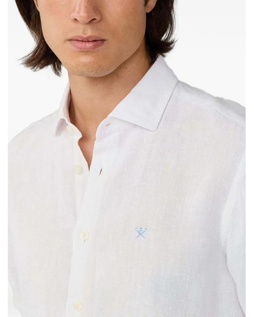 Hackett White Chemise En Lin À Empiècement Teinté for men
