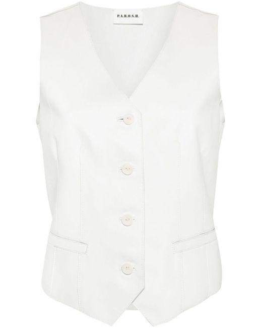 P.A.R.O.S.H. White Single-breasted Leather Waistcoat