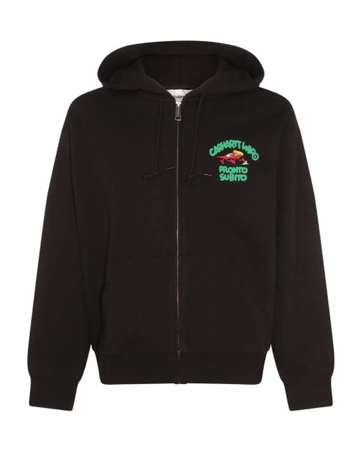 Carhartt Black Logo-Print Zip-Up Hoodie for men