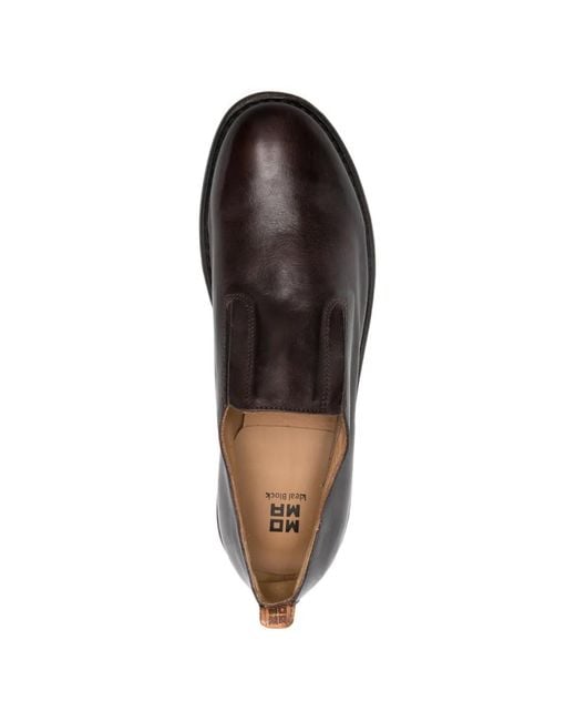 Moma Gray Pantofola Leather Loafers for men