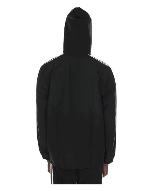 Adidas Black Essentials 3-Stripes Windbreaker Jacket for men
