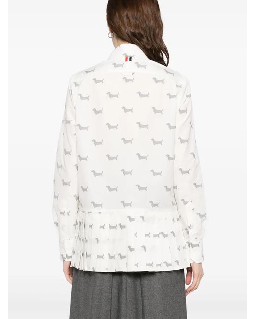 Thom Browne White Chemise À Design Plissé