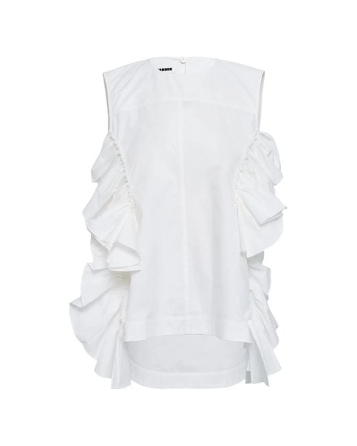 Jil Sander White Ruffled Top