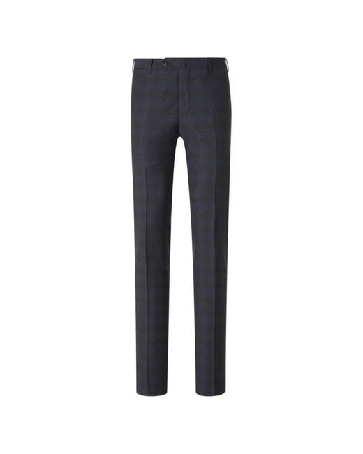 PT Torino Blue Checked Slim-Fit Trousers for men