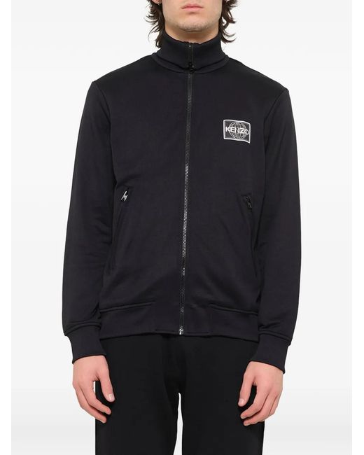 KENZO Blue Logo-Patch Track Jacket for men