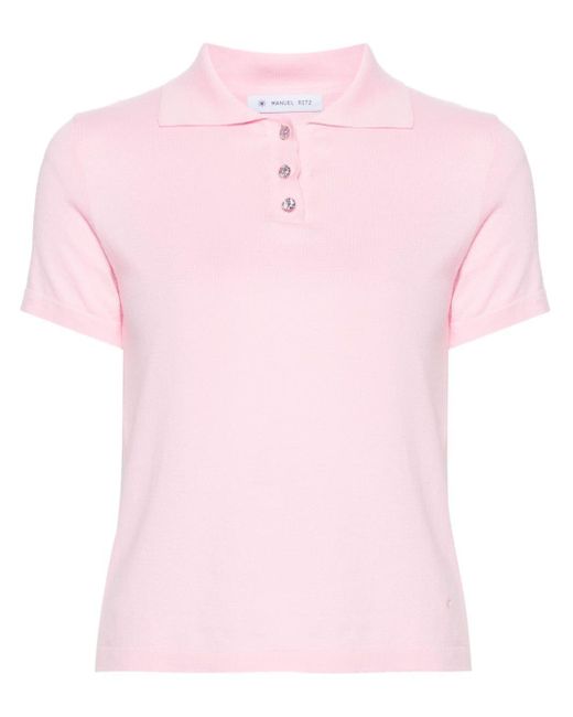 Manuel Ritz Pink Knitted Cotton Polo Top