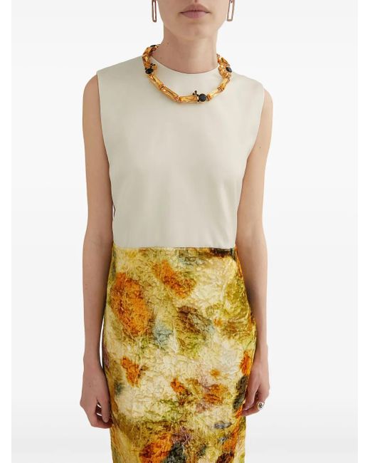 Jil Sander White Jacquard Midi Dress