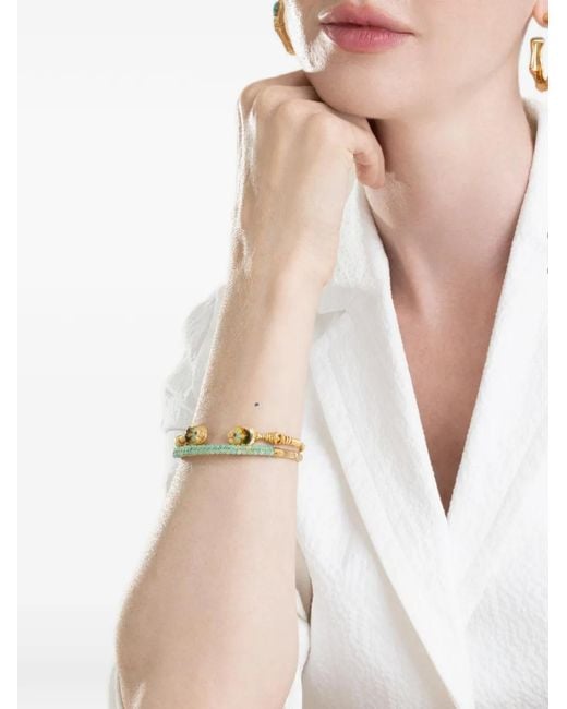 Gas Bijoux Natural Lyre Pearl-Embellished Bangle Bracelet