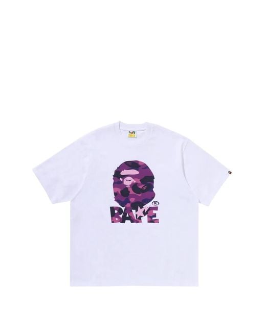 A Bathing Ape Purple Logo-Print T-Shirt for men