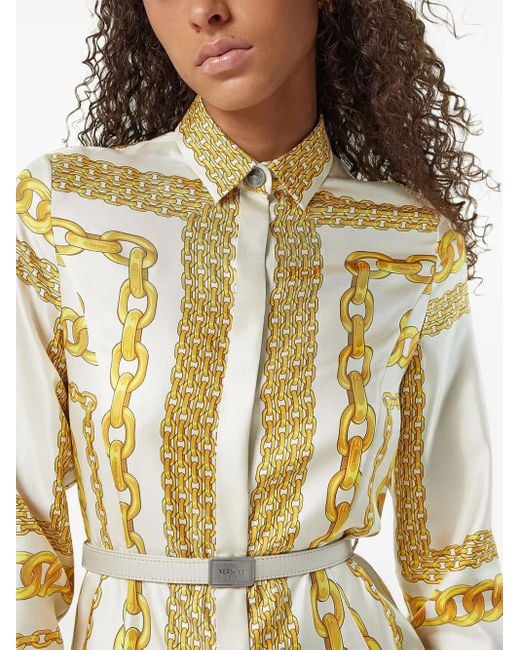 Versace Treasure Zijden Midi-Blousejurk in het Metallic