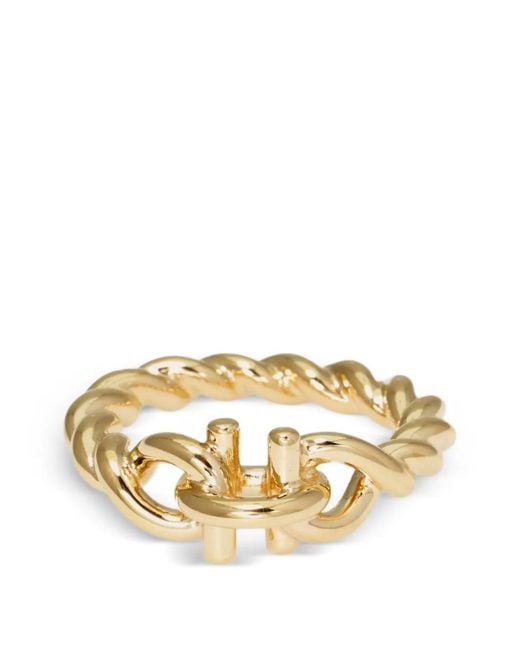 Ferragamo Metallic Gancini Twisted Ring (54 Mm)