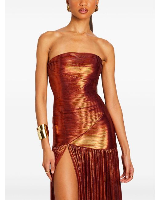 retroféte Red Chantal Metallic Maxi Dress