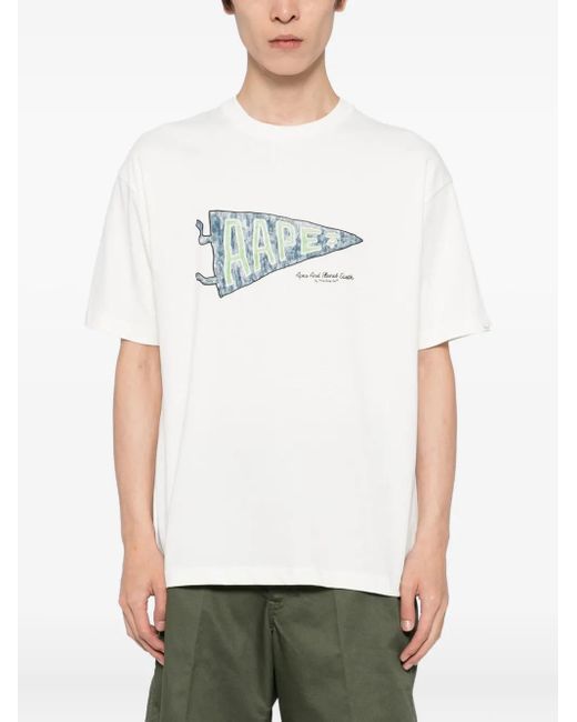 Aape By A Bathing Ape White Graphic-Print T-Shirt for men
