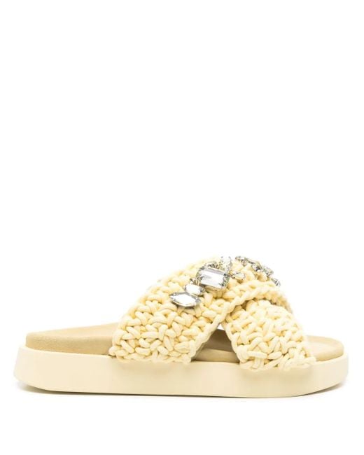 Inuikii 30 Mm Leren Sandalen Met Plateauzool in het Metallic