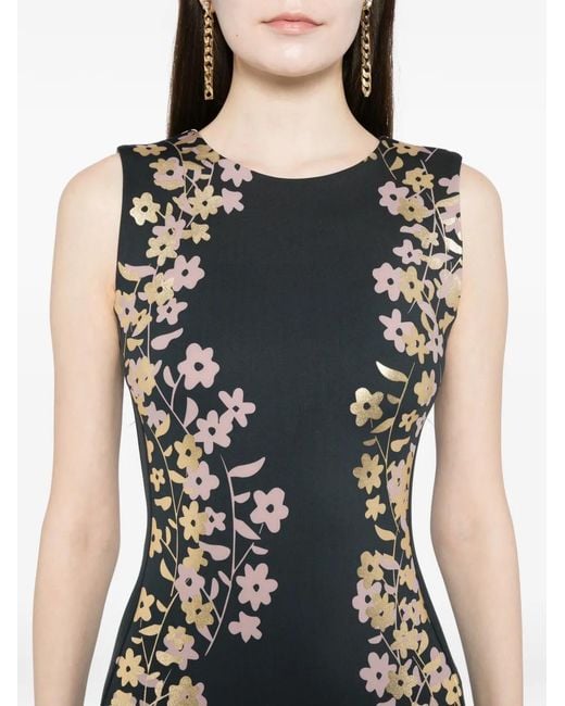 Cynthia Rowley Black Floral-Print Sleeveless Midi Dress