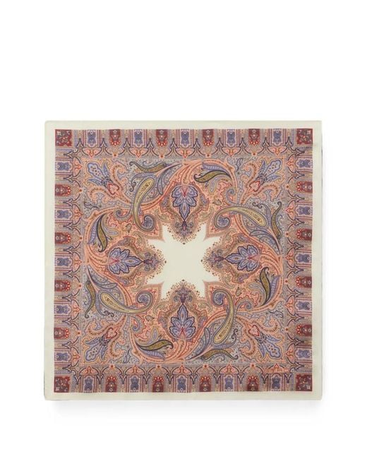 Etro Pink Paisley-Print Pocket Square for men
