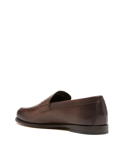 Doucal's Brown Leather Loafers for men