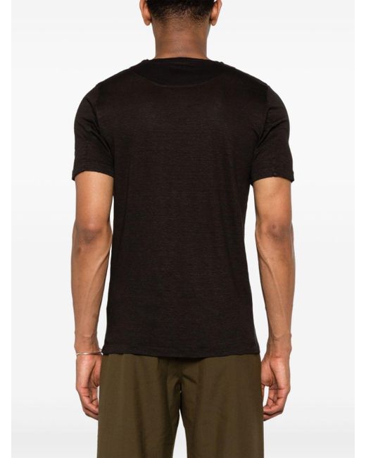 Camiseta con cuello redondo 120% Lino de hombre de color Black