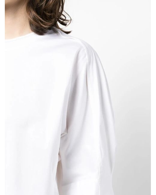 Lorena Antoniazzi White Pleat-Detail Short-Sleeved Blouse